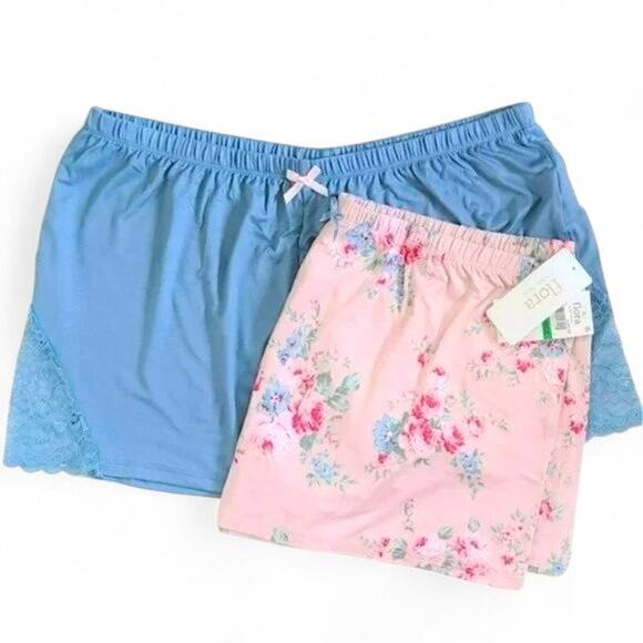 New Flora Nikrooz Women's 2-Pack Bow Solid Floral Print PJ Sleep Shorts - Picture 3 of 5